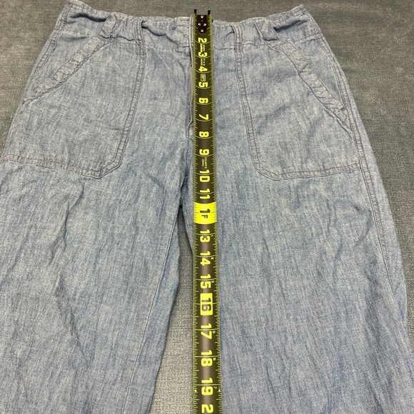 Gap Wide Leg Pants Women 4 Blue Cotton Chambray Mid Rise Relaxed Fit Resort Wear - Picture 6 of 16